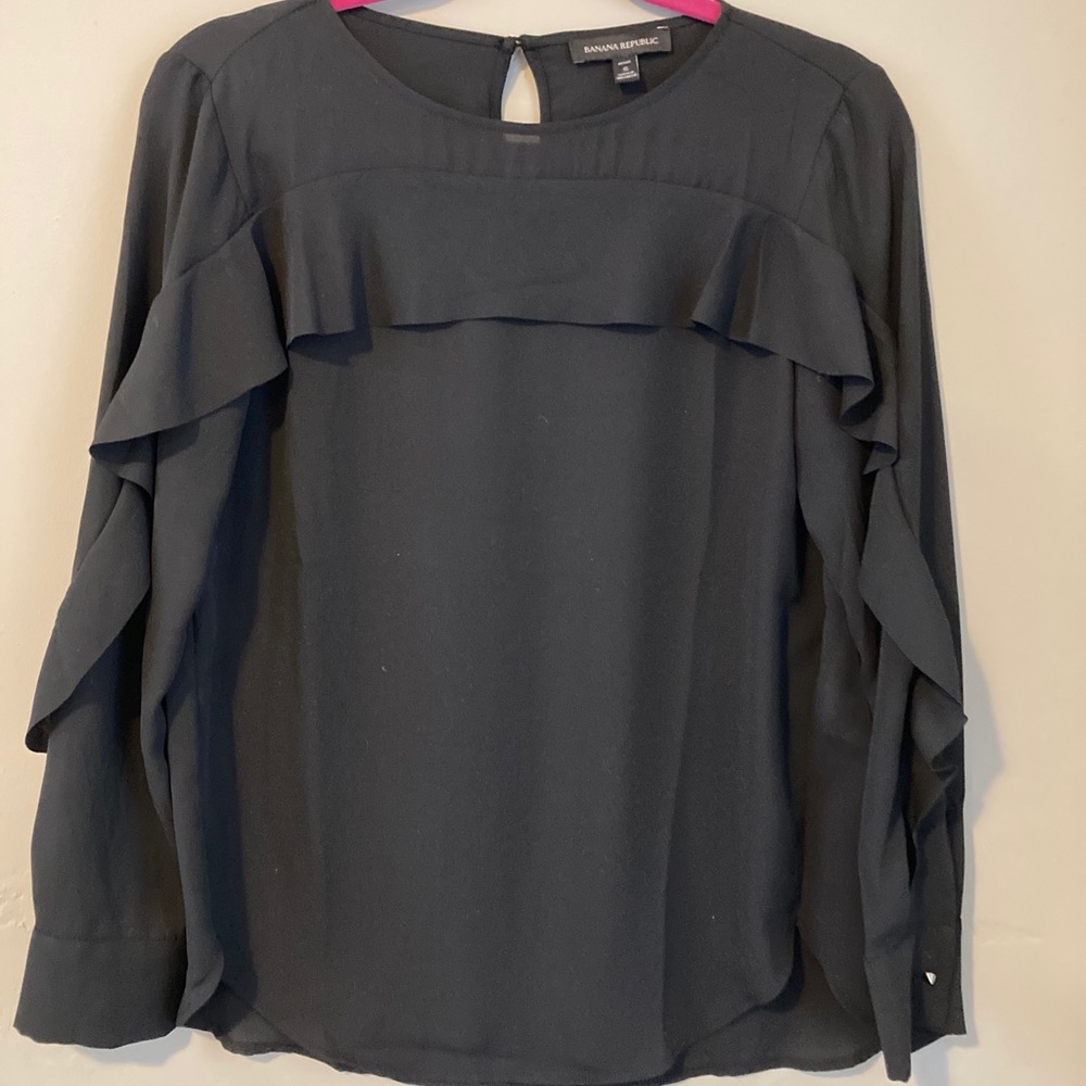 Banana Republic black ruffle top small